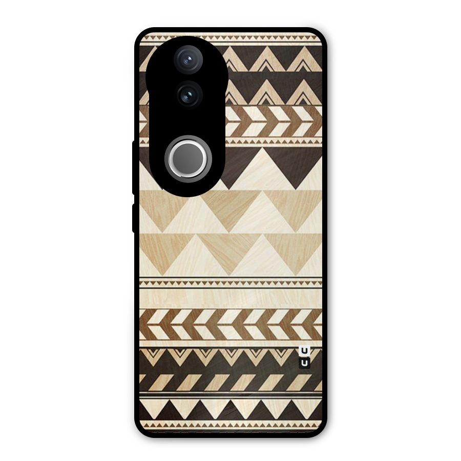 Wooden Printed Chevron Metal Back Case for Vivo V50e