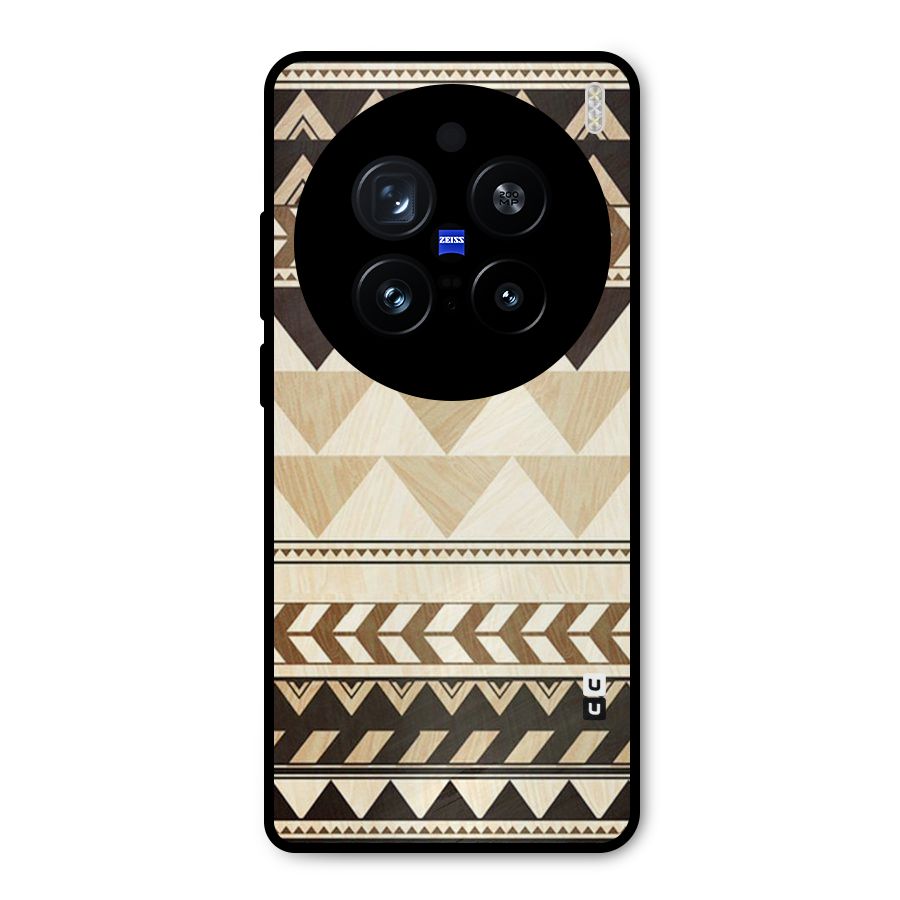 Wooden Printed Chevron Metal Back Case for Vivo X200 Pro