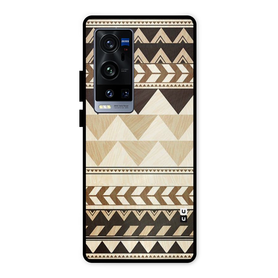 Wooden Printed Chevron Metal Back Case for Vivo X60 Pro Plus
