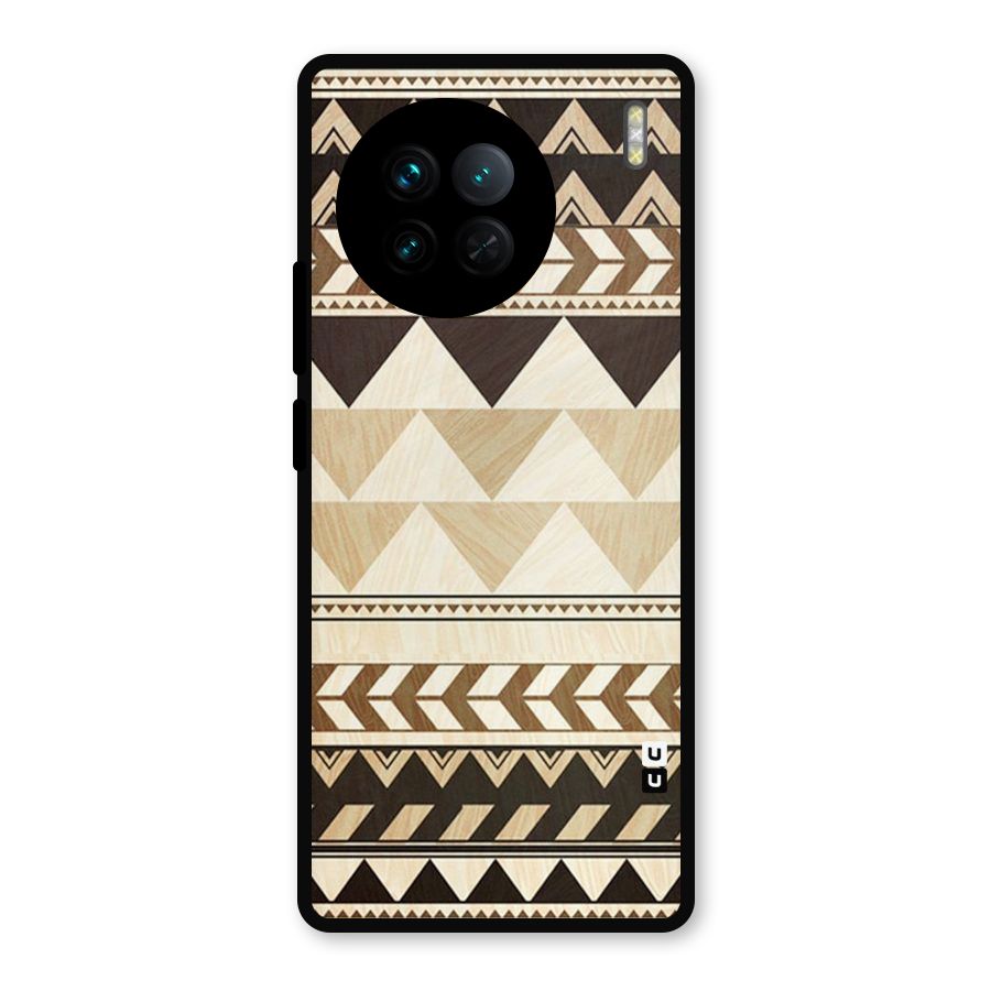 Wooden Printed Chevron Metal Back Case for Vivo X90