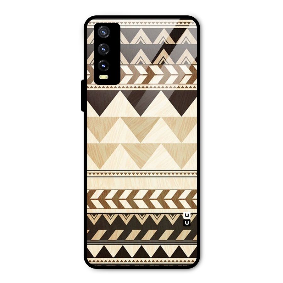 Wooden Printed Chevron Metal Back Case for Vivo Y20