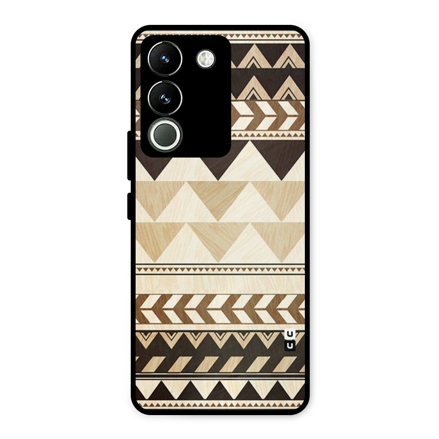 Wooden Printed Chevron Metal Back Case for Vivo Y200