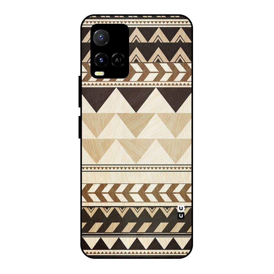 Wooden Printed Chevron Metal Back Case for Vivo Y21T