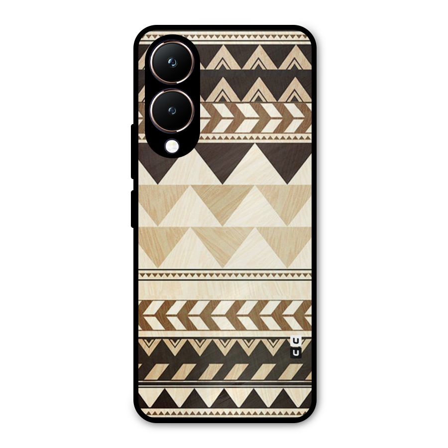 Wooden Printed Chevron Metal Back Case for Vivo Y28
