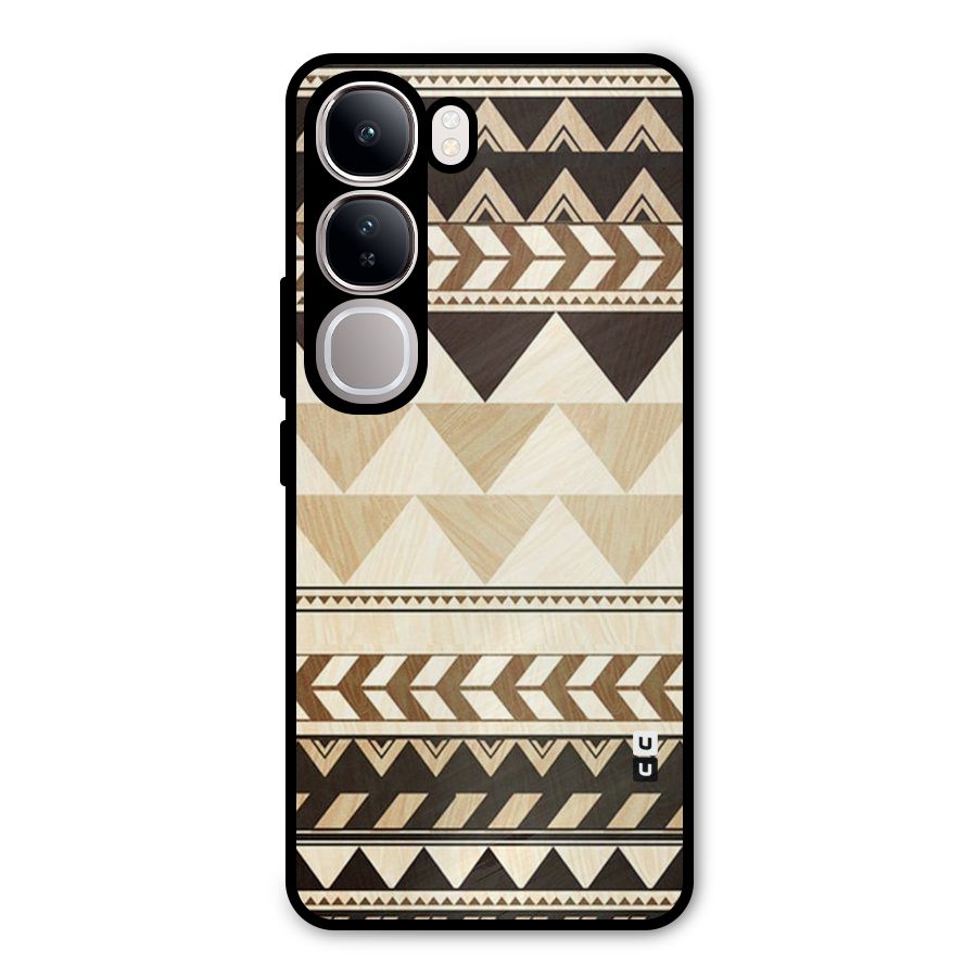 Wooden Printed Chevron Metal Back Case for Vivo Y300