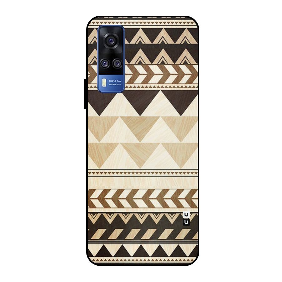 Wooden Printed Chevron Metal Back Case for Vivo Y51
