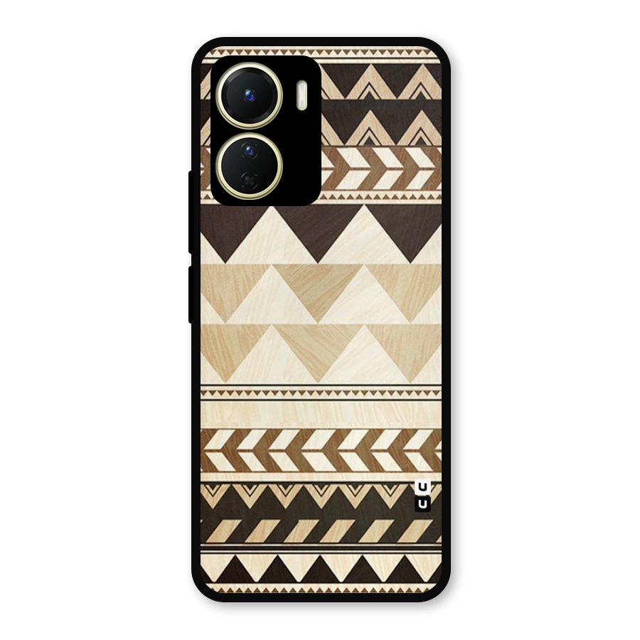 Wooden Printed Chevron Metal Back Case for Vivo Y56