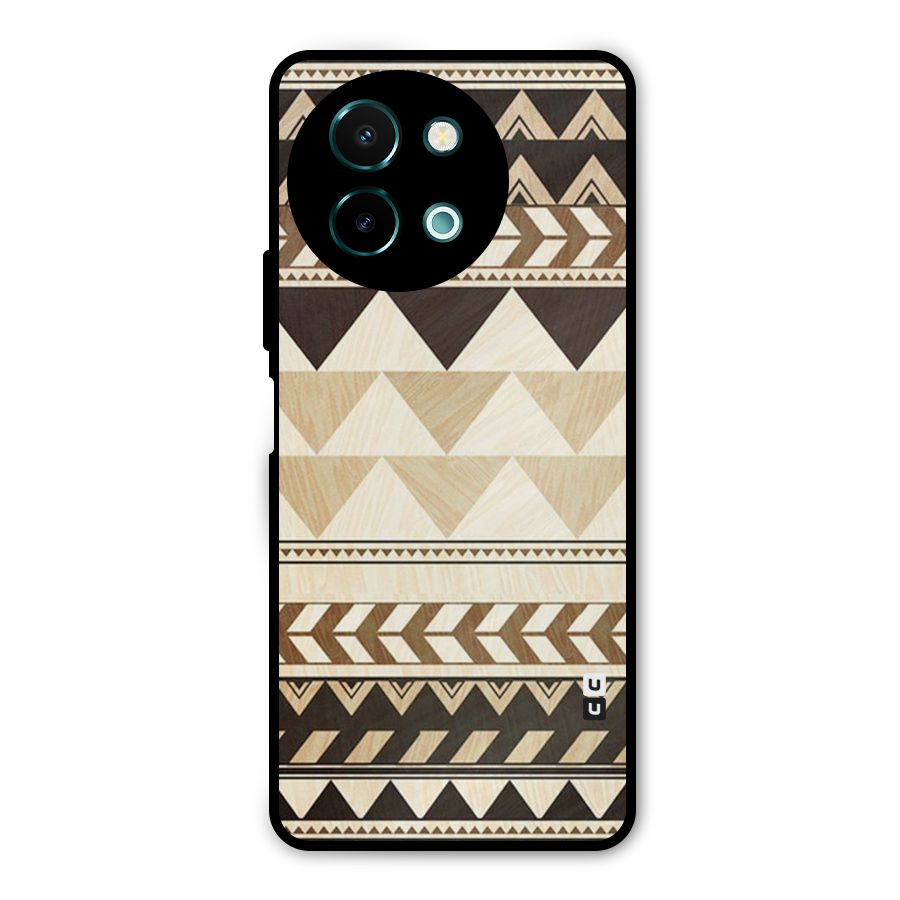 Wooden Printed Chevron Metal Back Case for Vivo Y58