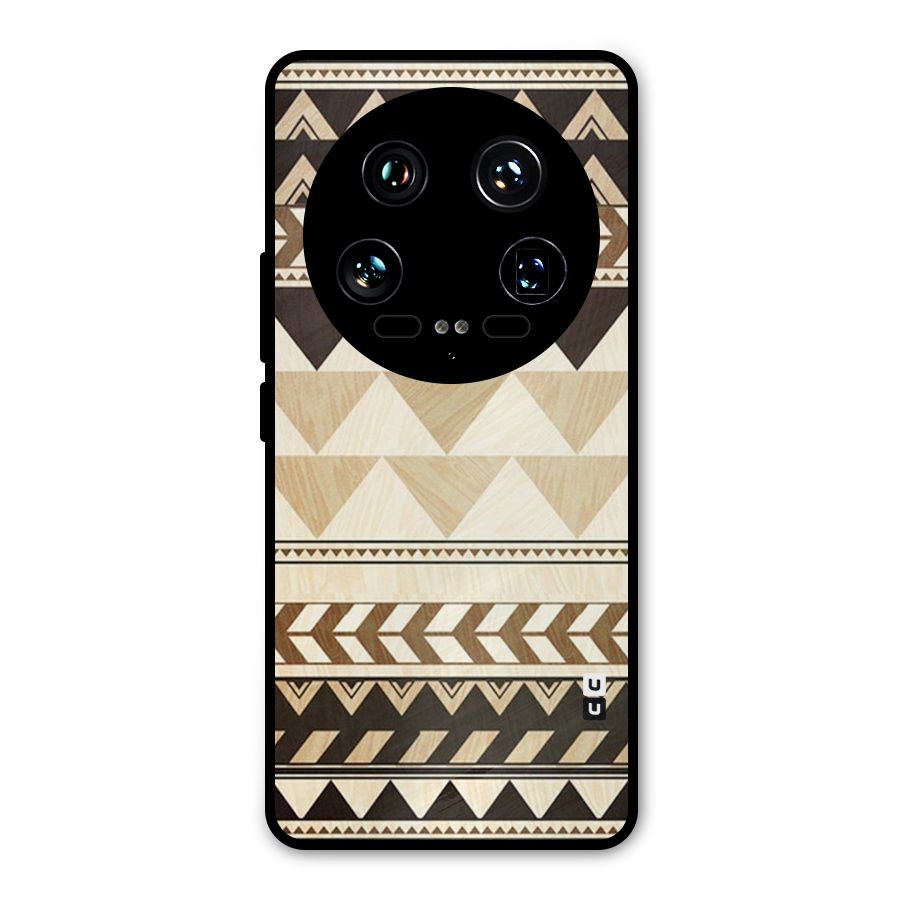 Wooden Printed Chevron Metal Back Case for Xiaomi 14 Ultra