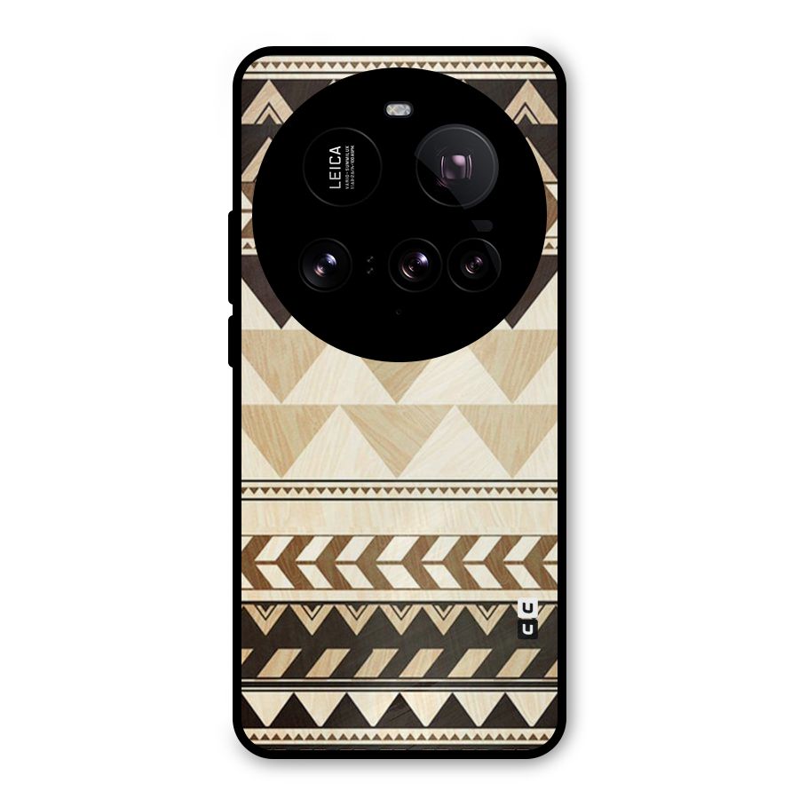 Wooden Printed Chevron Metal Back Case for Xiaomi 15 Ultra