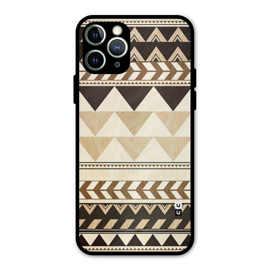 Wooden Printed Chevron Metal Back Case for iPhone 11 Pro Max