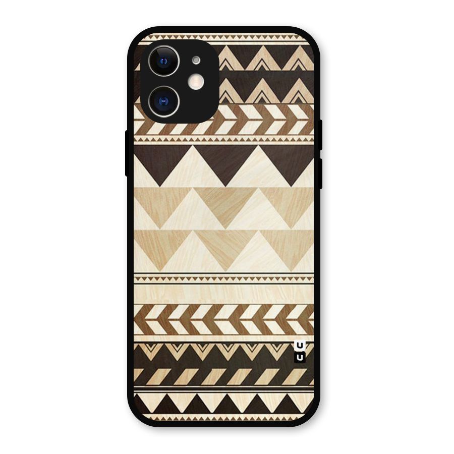 Wooden Printed Chevron Metal Back Case for iPhone 12
