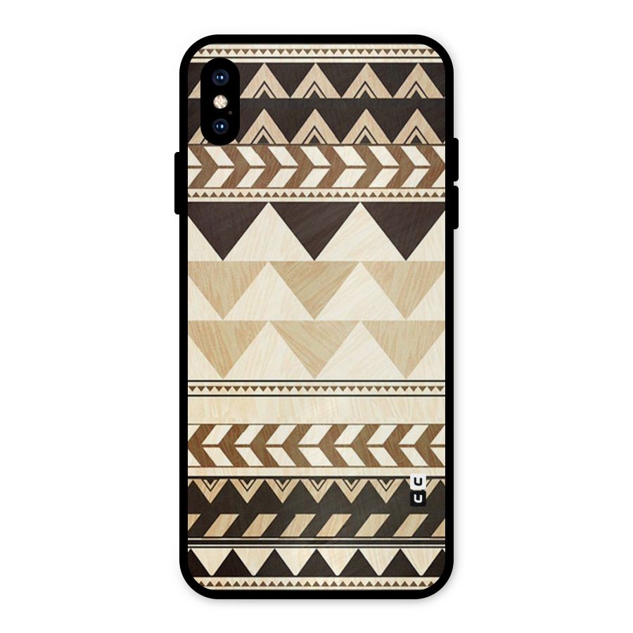 Wooden Printed Chevron Metal Back Case for iPhone XS Max