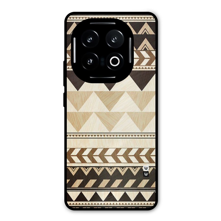 Wooden Printed Chevron Metal Back Case for iQOO 13