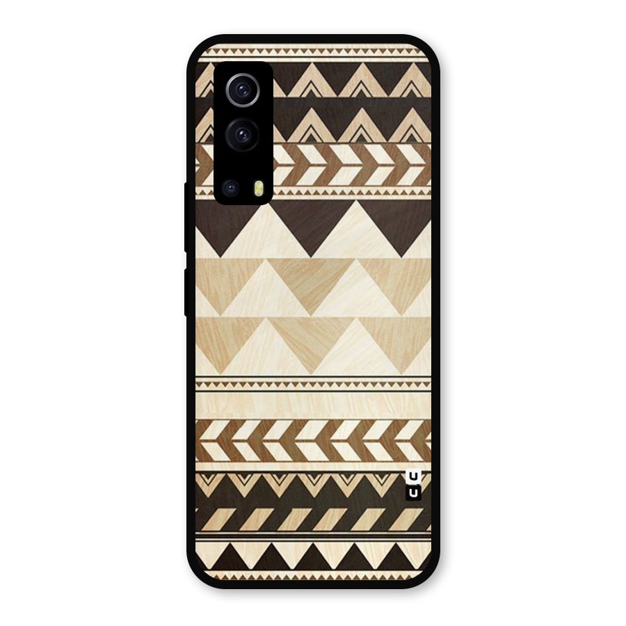 Wooden Printed Chevron Metal Back Case for iQOO Z3