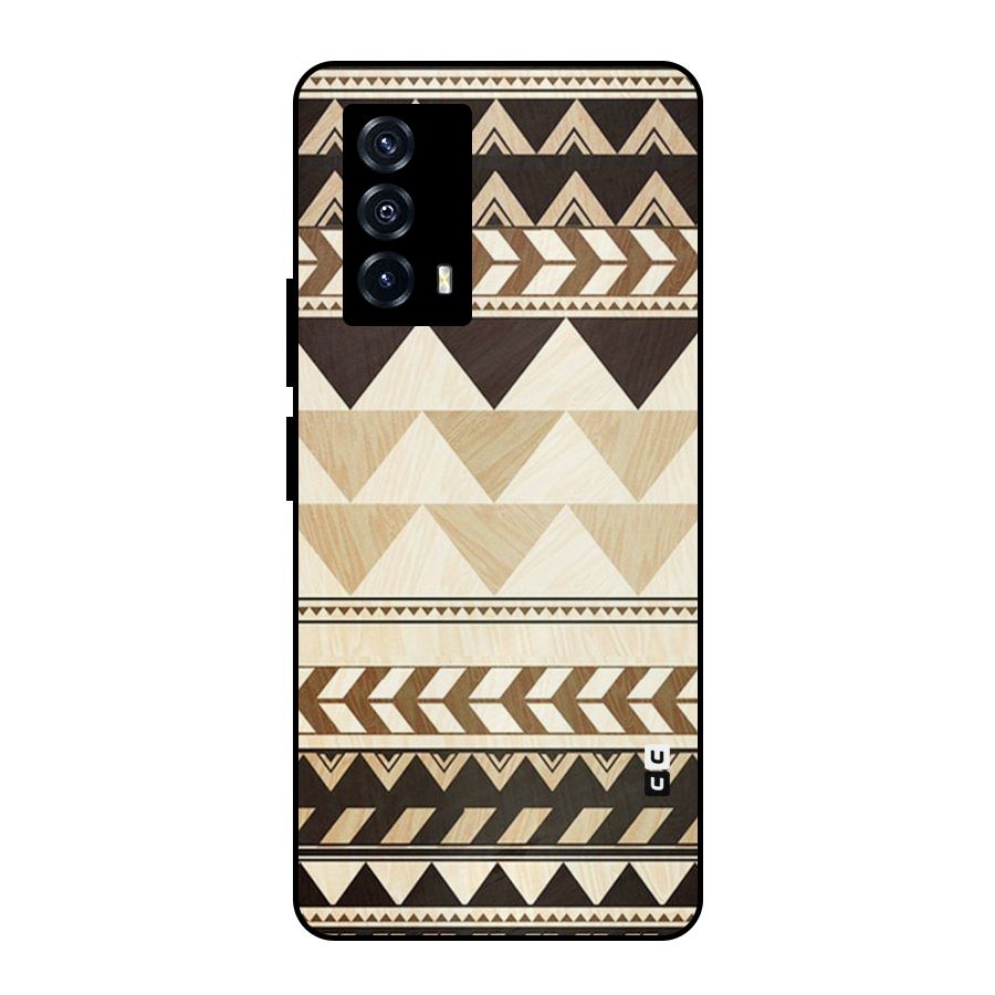 Wooden Printed Chevron Metal Back Case for iQOO Z5