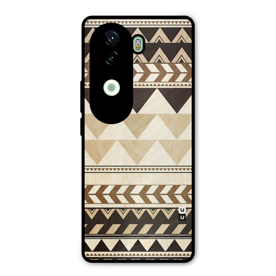 Wooden Printed Chevron Metal Back Case for iQOO Z9s