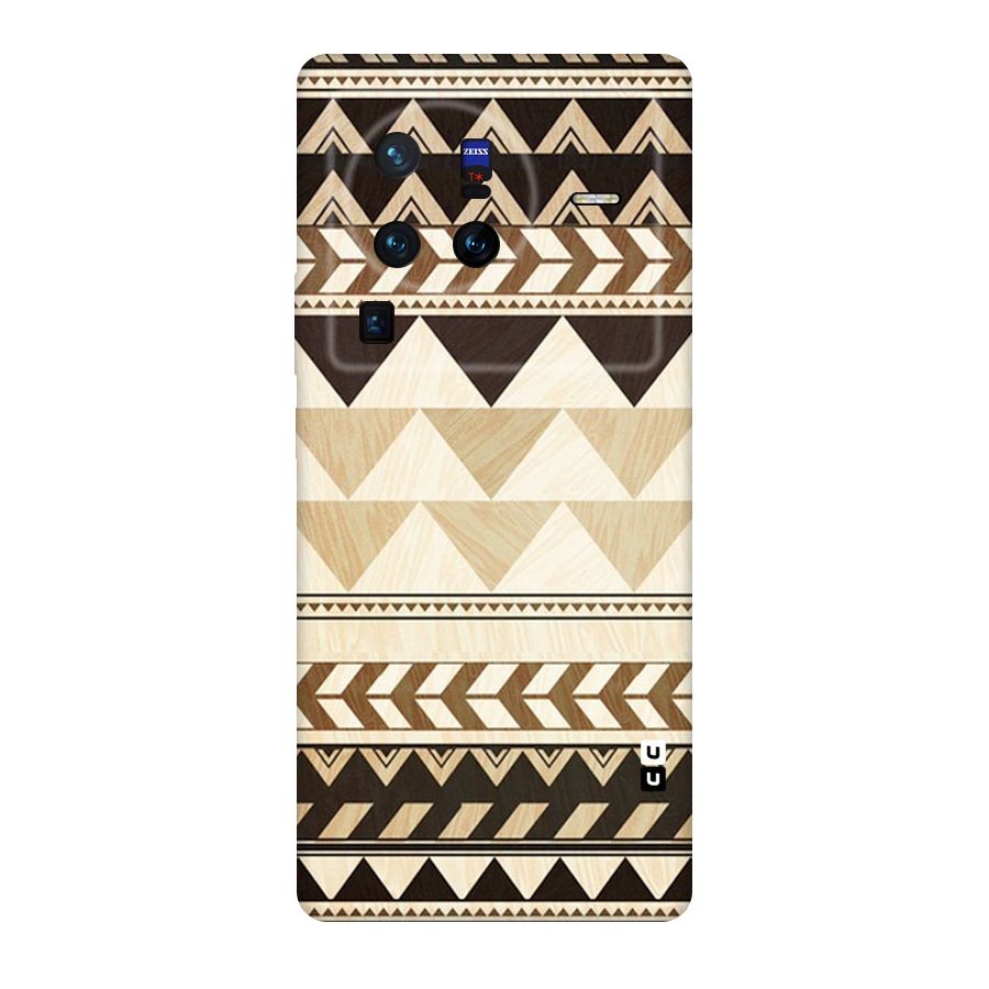 Wooden Printed Chevron Original Polycarbonate Back Case for Vivo X80