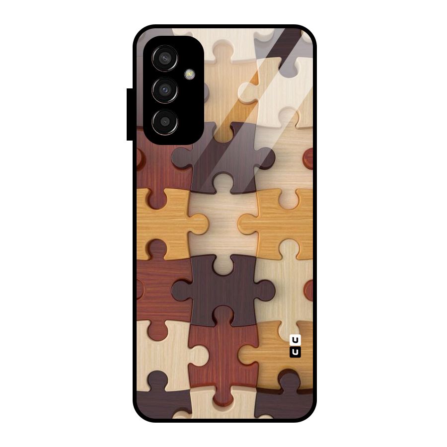 Wooden Puzzle (Printed) Glass Back Case for Galaxy F13