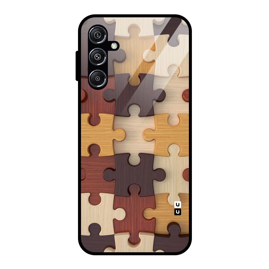 Wooden Puzzle (Printed) Glass Back Case for Galaxy M34 5G