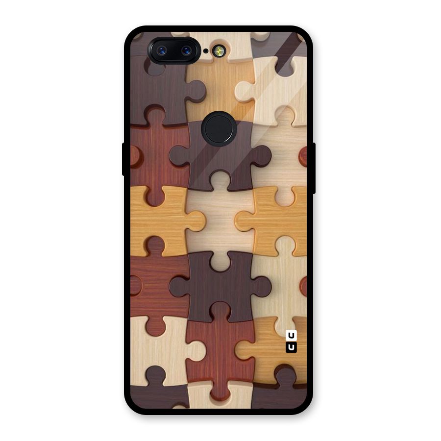 Wooden Puzzle (Printed) Glass Back Case for OnePlus 5T
