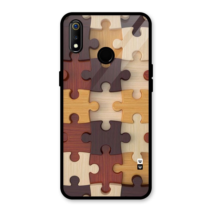 Wooden Puzzle (Printed) Glass Back Case for Realme 3i