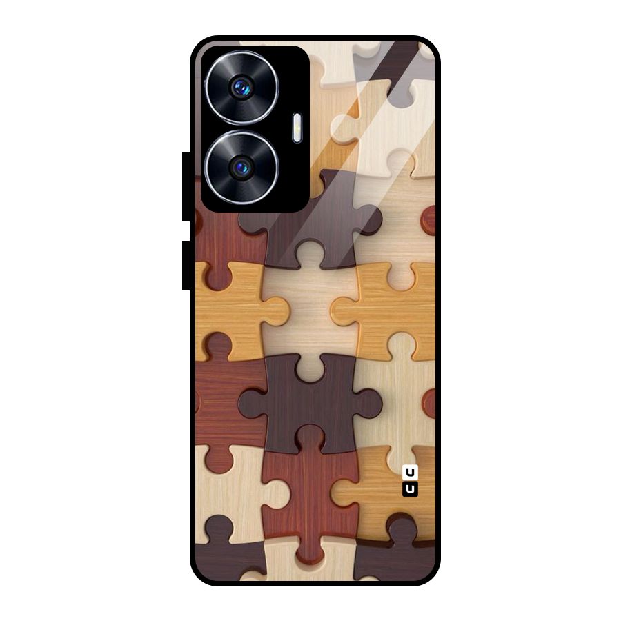 Wooden Puzzle (Printed) Glass Back Case for Realme Narzo N55