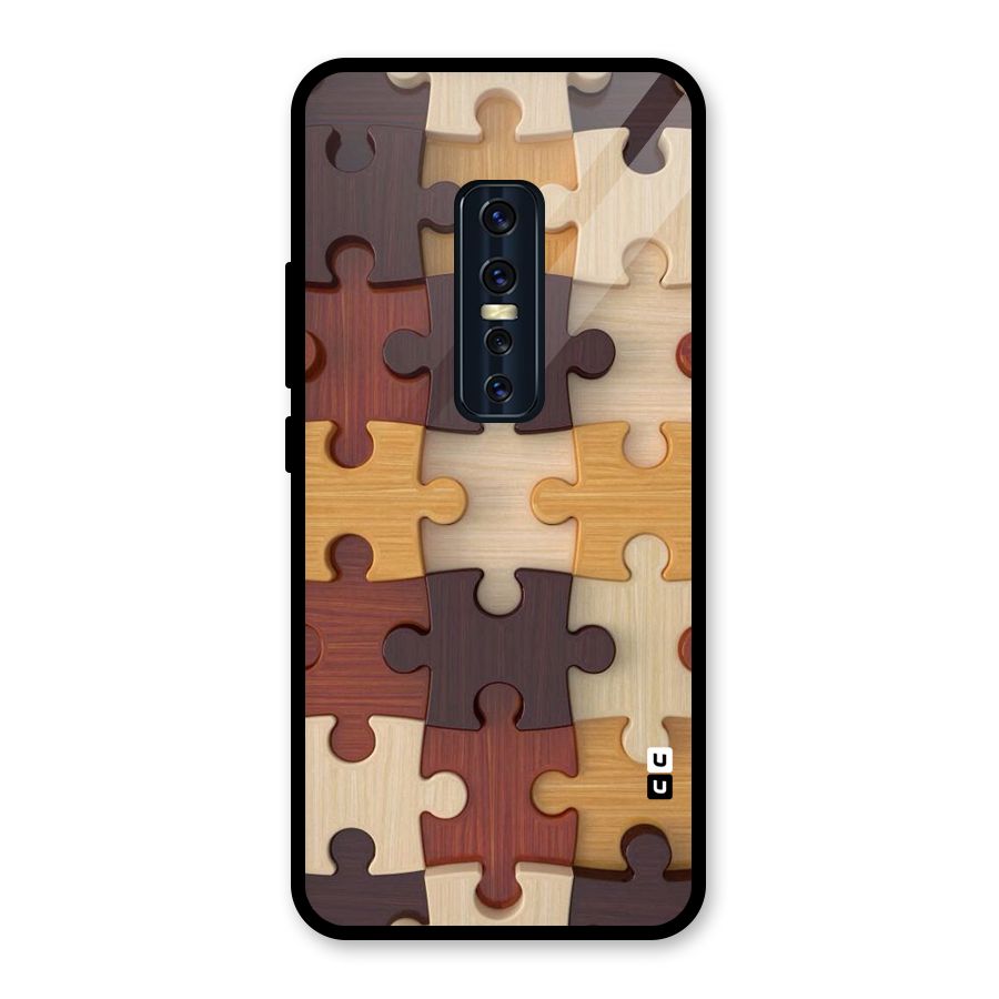 Wooden Puzzle (Printed) Glass Back Case for Vivo V17 Pro