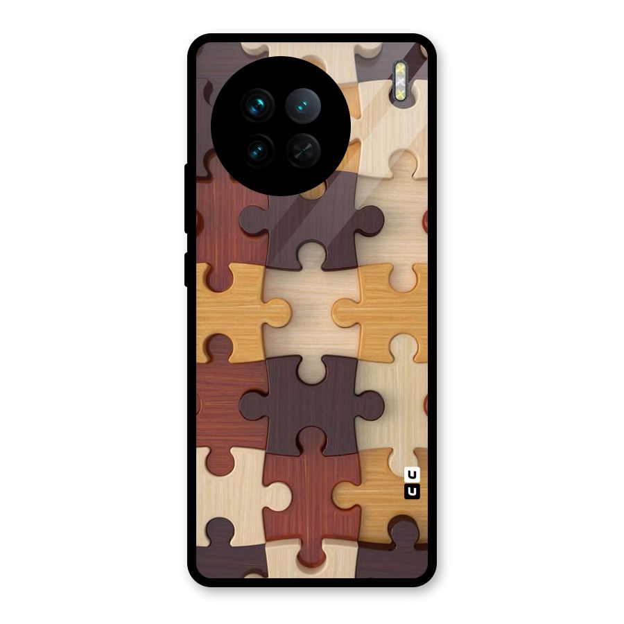 Wooden Puzzle (Printed) Glass Back Case for Vivo X90