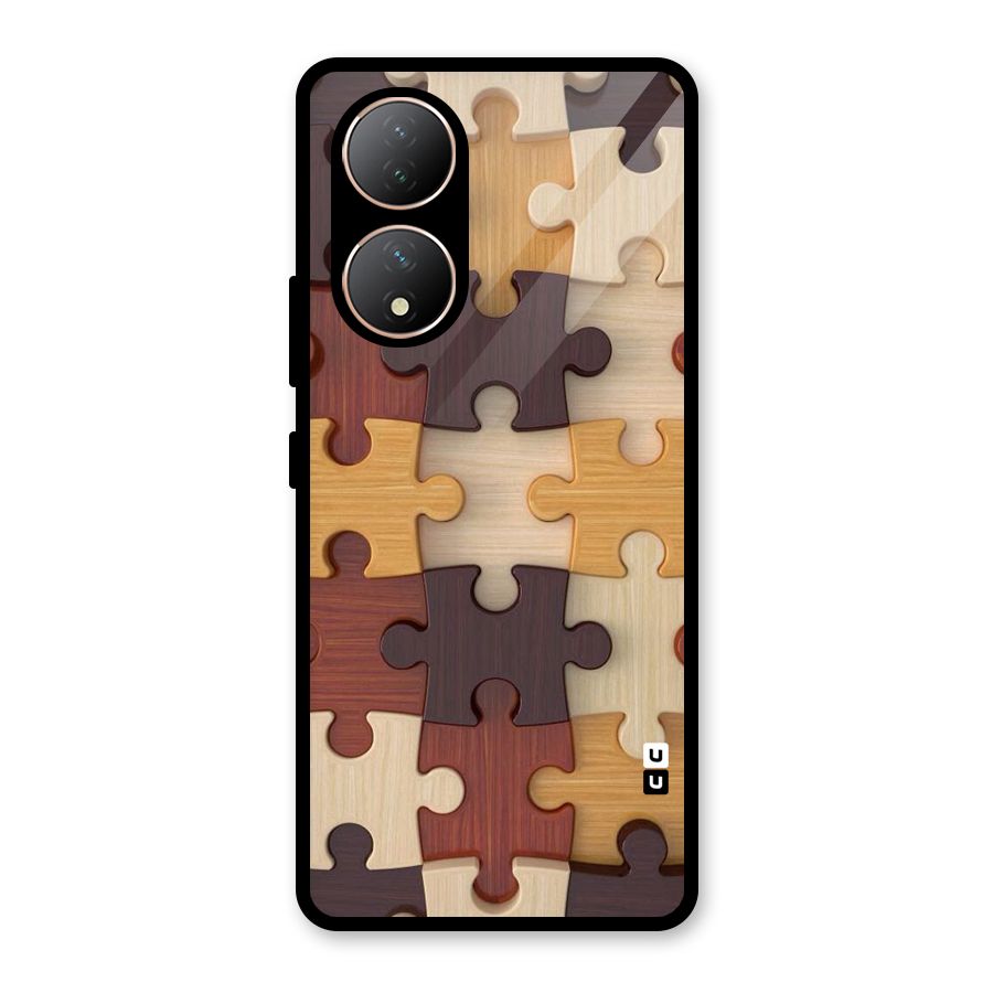 Wooden Puzzle (Printed) Glass Back Case for Vivo Y100A
