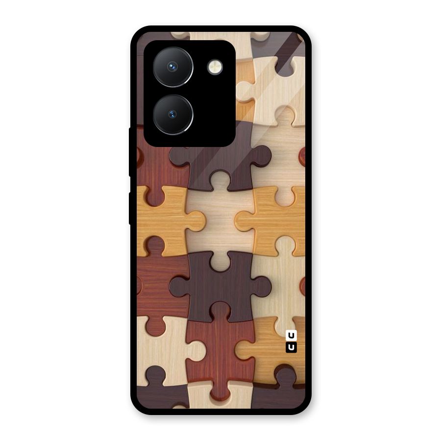 Wooden Puzzle (Printed) Glass Back Case for Vivo Y36