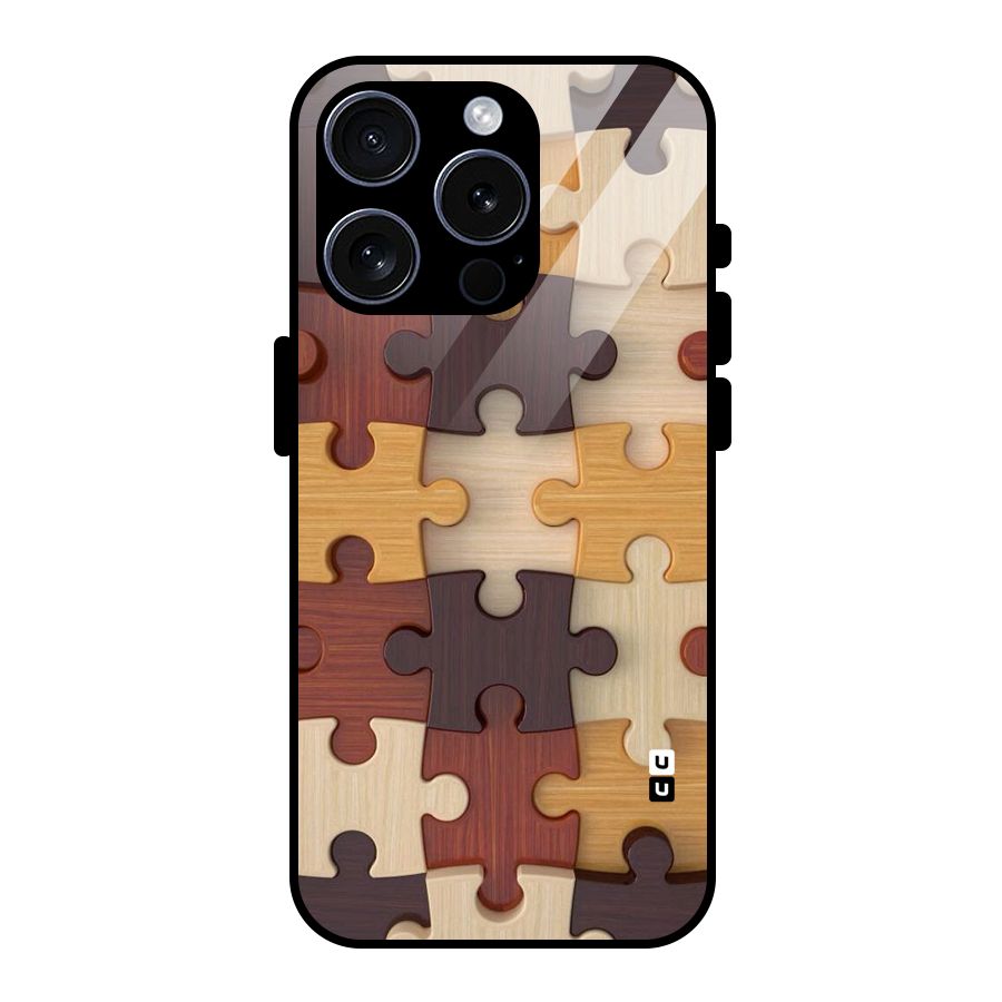 Wooden Puzzle (Printed) Glass Back Case for iPhone 15 Pro