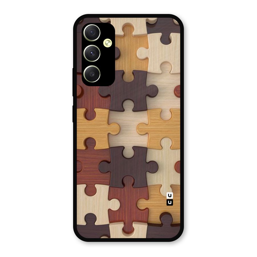 Wooden Puzzle (Printed) Metal Back Case for Galaxy A34