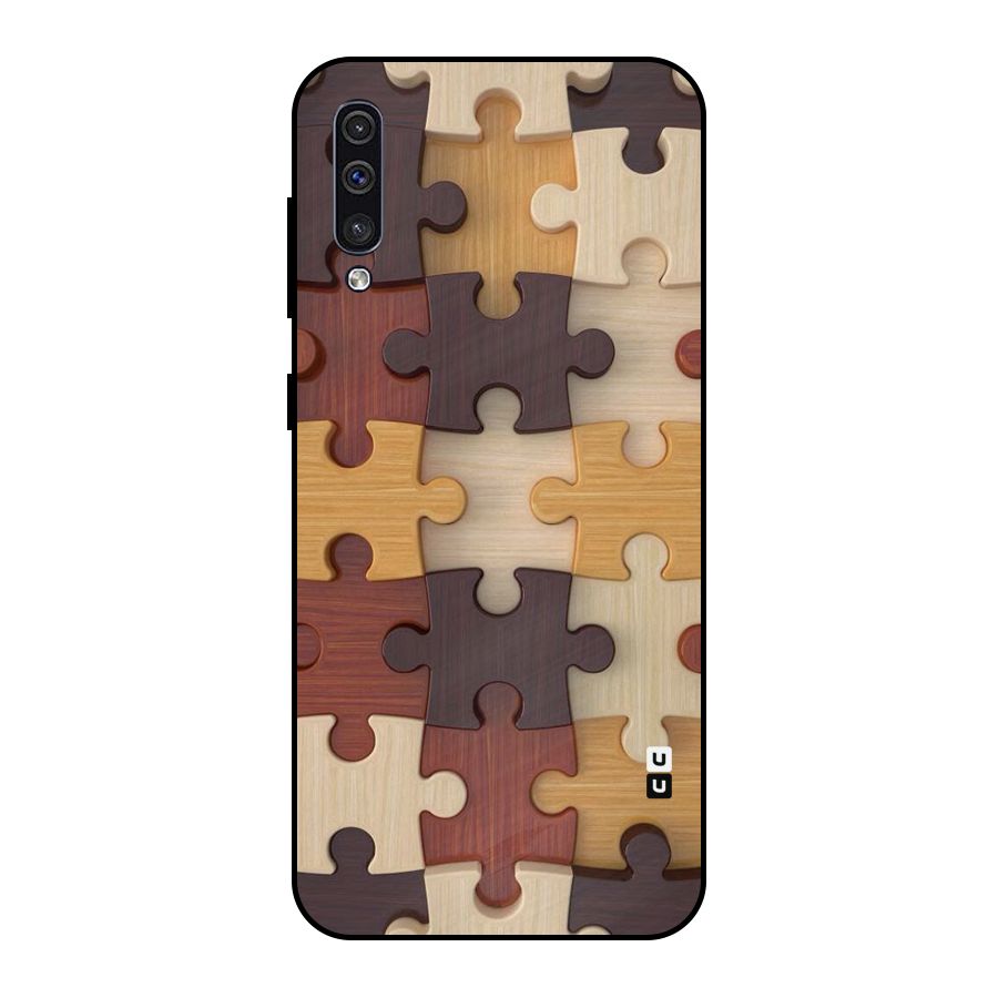 Wooden Puzzle (Printed) Metal Back Case for Galaxy A50