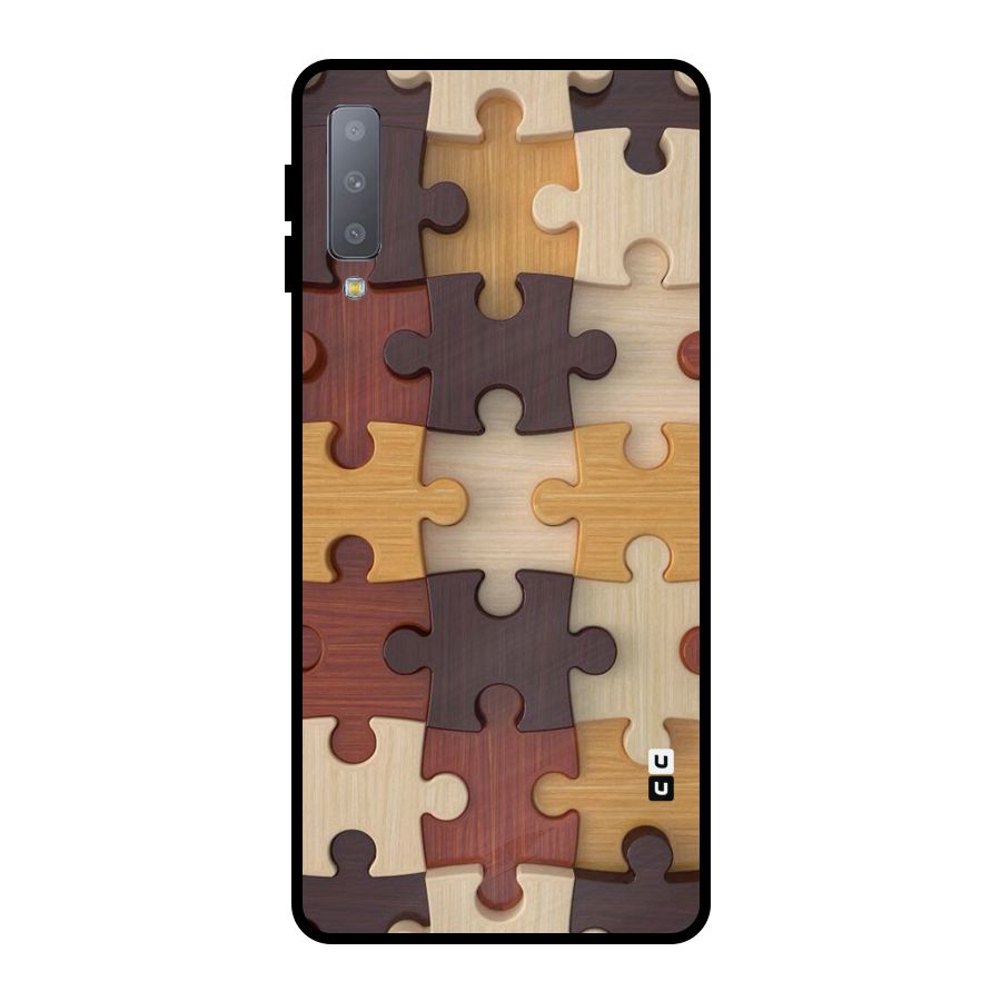 Wooden Puzzle (Printed) Metal Back Case for Galaxy A7 (2018)