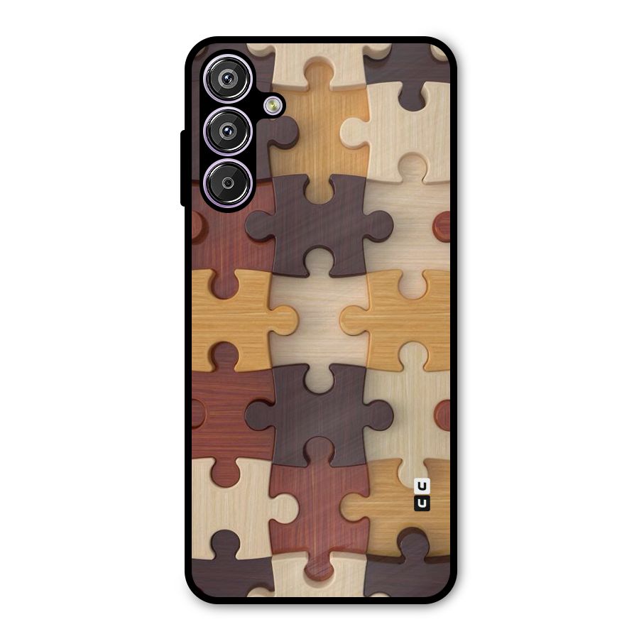 Wooden Puzzle (Printed) Metal Back Case for Galaxy F15