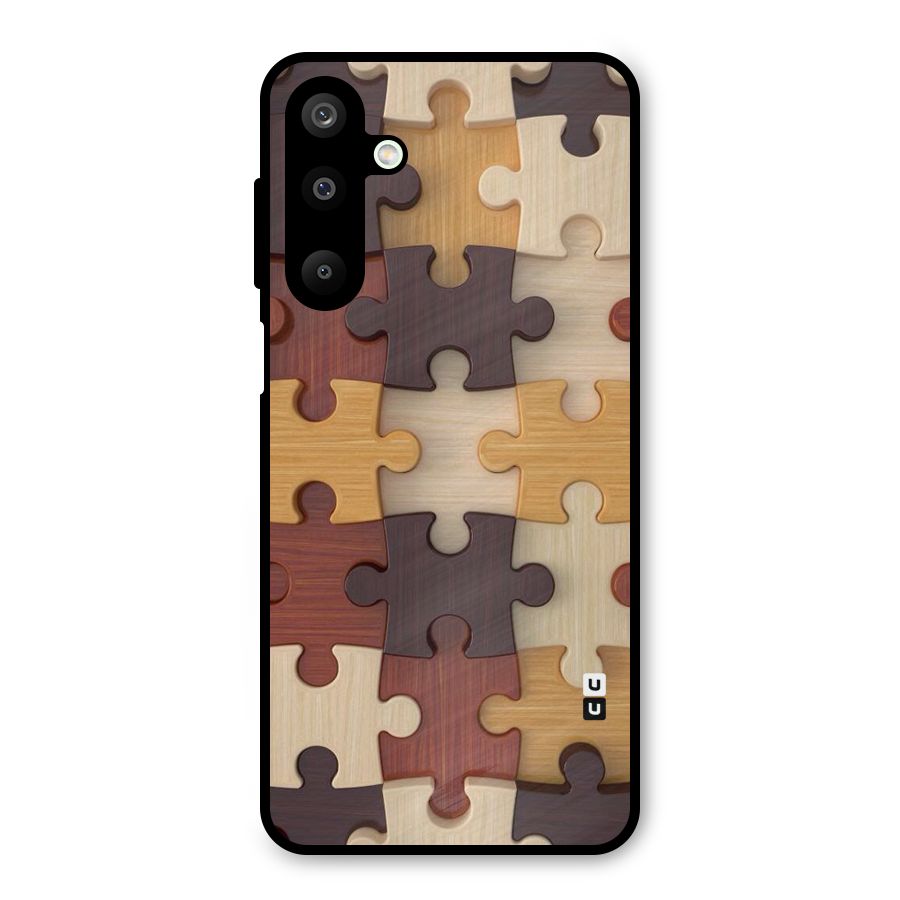 Wooden Puzzle (Printed) Metal Back Case for Galaxy M16