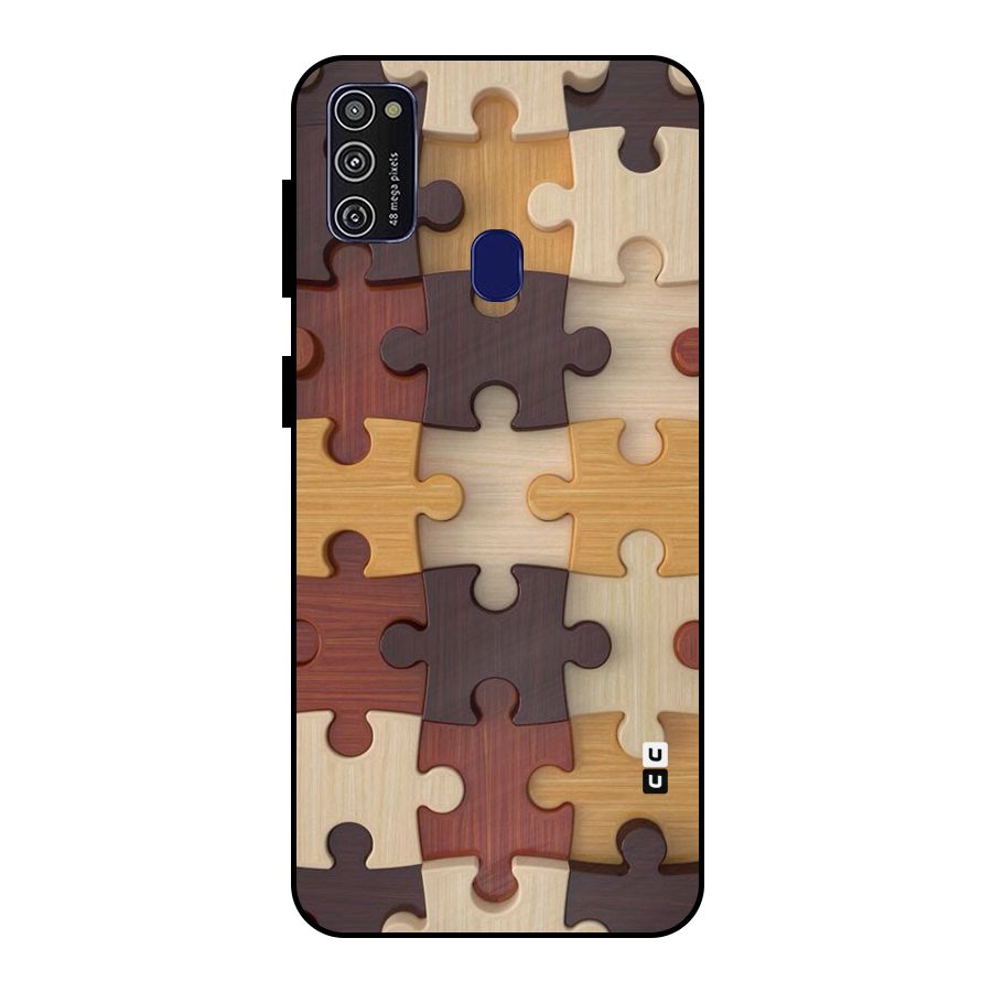 Wooden Puzzle (Printed) Metal Back Case for Galaxy M21