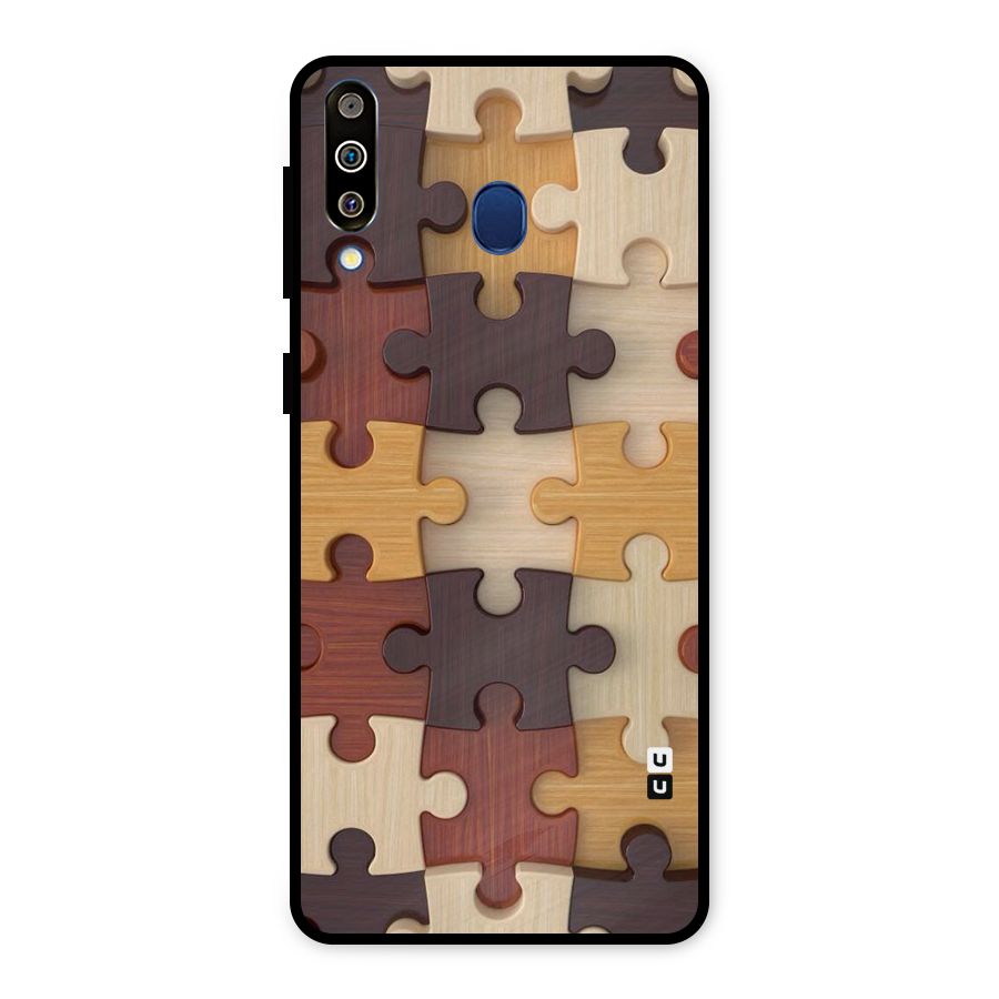 Wooden Puzzle (Printed) Metal Back Case for Galaxy M30