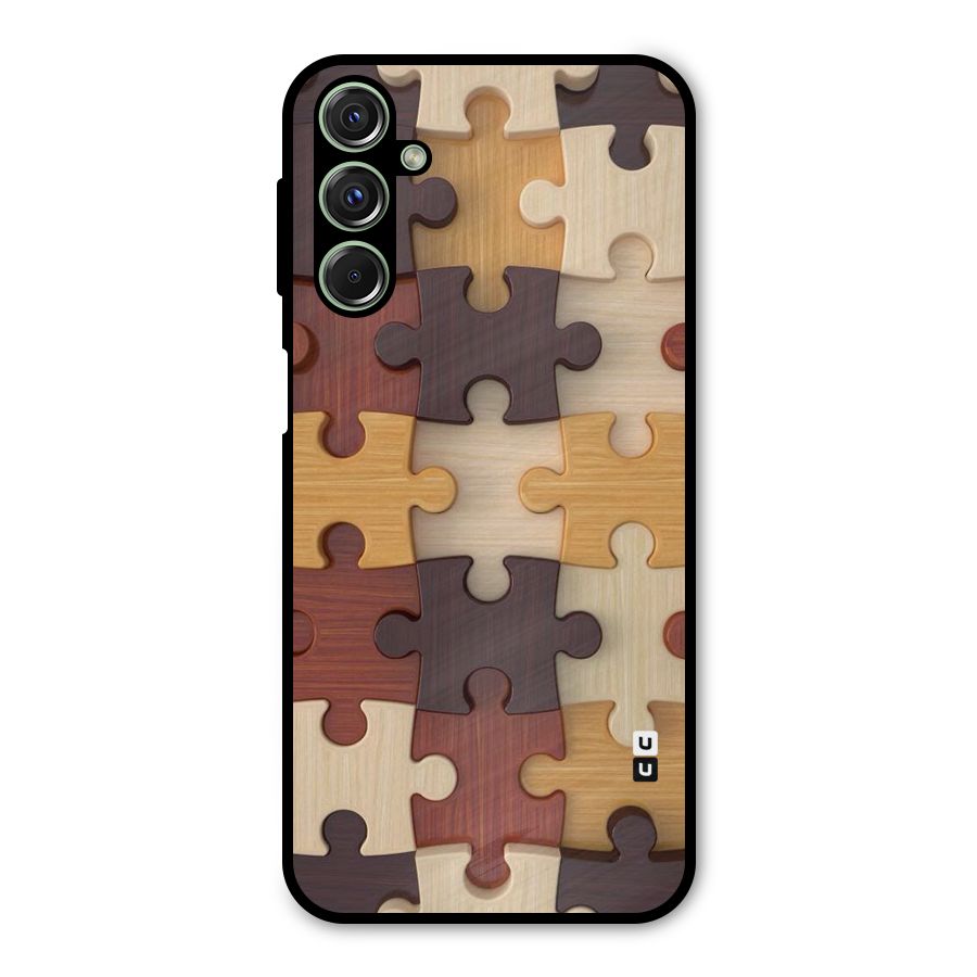 Wooden Puzzle (Printed) Metal Back Case for Galaxy M34