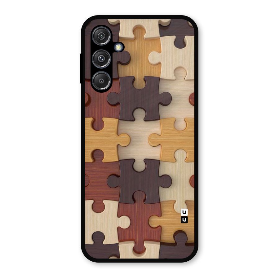 Wooden Puzzle (Printed) Metal Back Case for Galaxy M34 5G