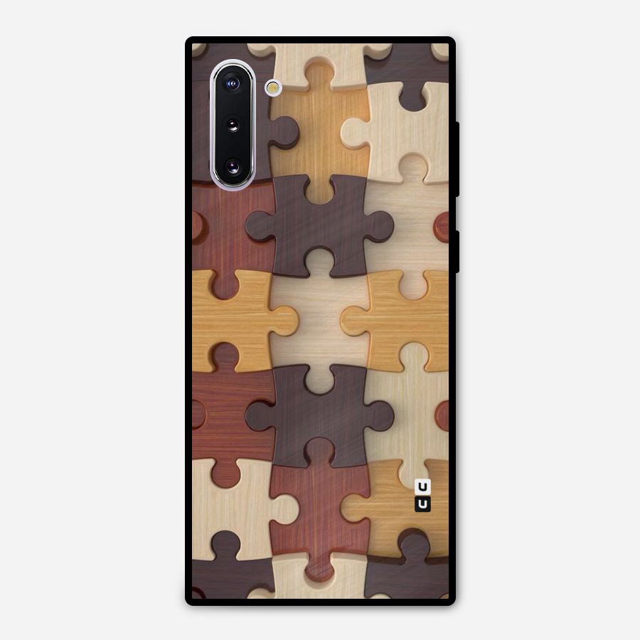 Wooden Puzzle (Printed) Metal Back Case for Galaxy Note 10