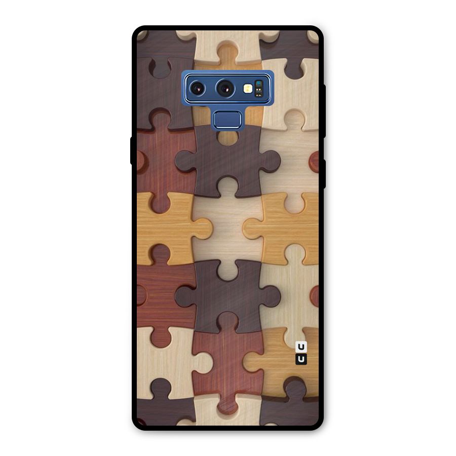 Wooden Puzzle (Printed) Metal Back Case for Galaxy Note 9
