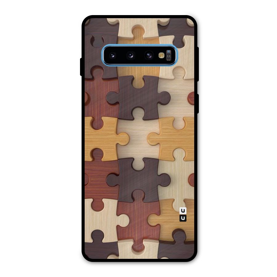 Wooden Puzzle (Printed) Metal Back Case for Galaxy S10