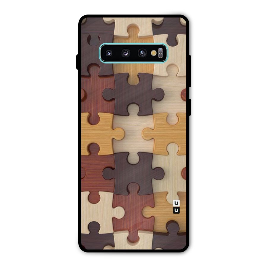 Wooden Puzzle (Printed) Metal Back Case for Galaxy S10 Plus
