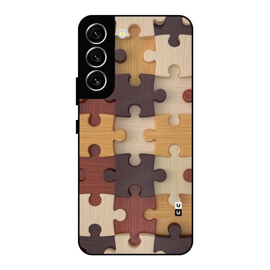 Wooden Puzzle (Printed) Metal Back Case for Galaxy S22 5G
