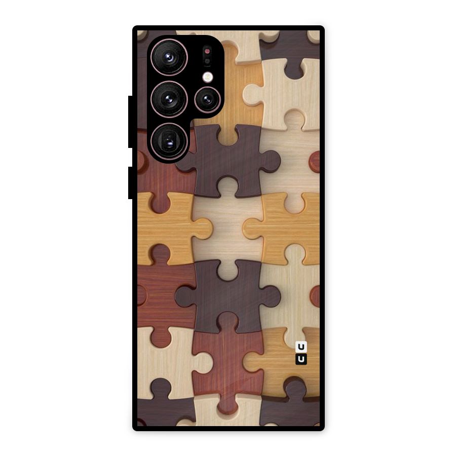 Wooden Puzzle (Printed) Metal Back Case for Galaxy S22 Ultra 5G