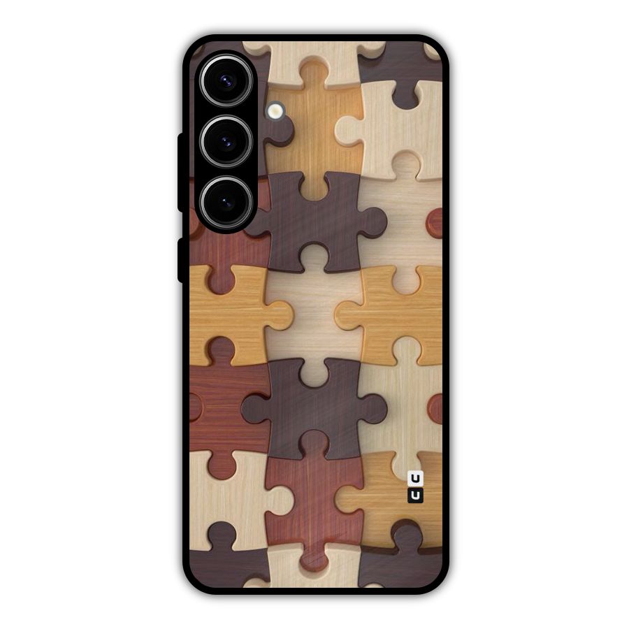 Wooden Puzzle (Printed) Metal Back Case for Galaxy S24 Plus