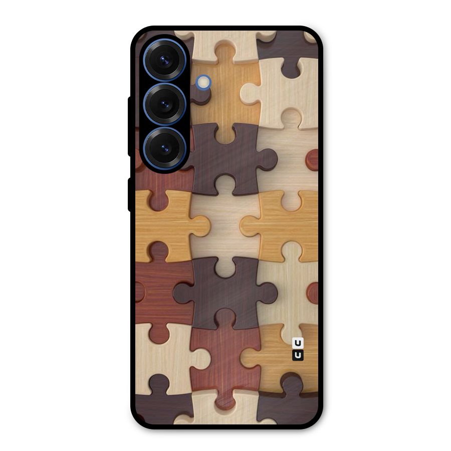 Wooden Puzzle (Printed) Metal Back Case for Galaxy S25