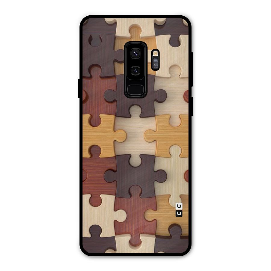 Wooden Puzzle (Printed) Metal Back Case for Galaxy S9 Plus